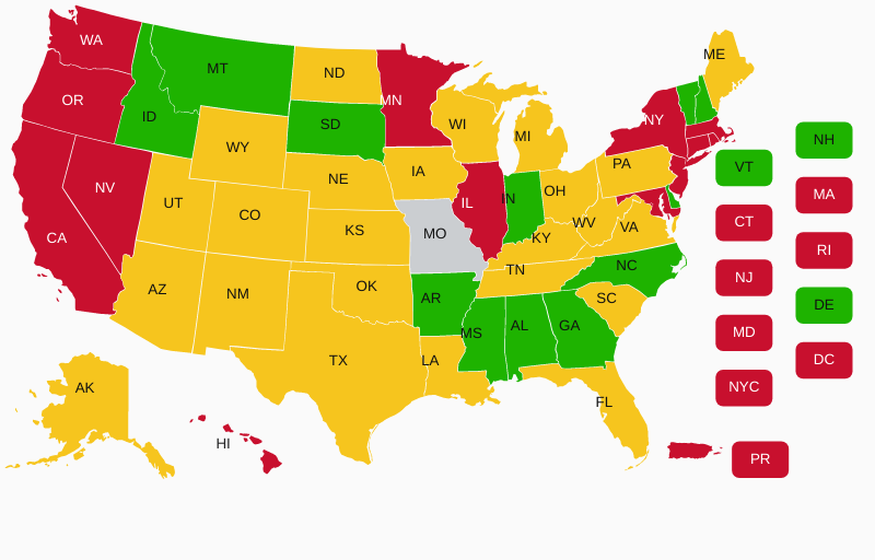 Missouri Concealed Carry Gun Laws CCW & Reciprocity Map USCCA 20210518
