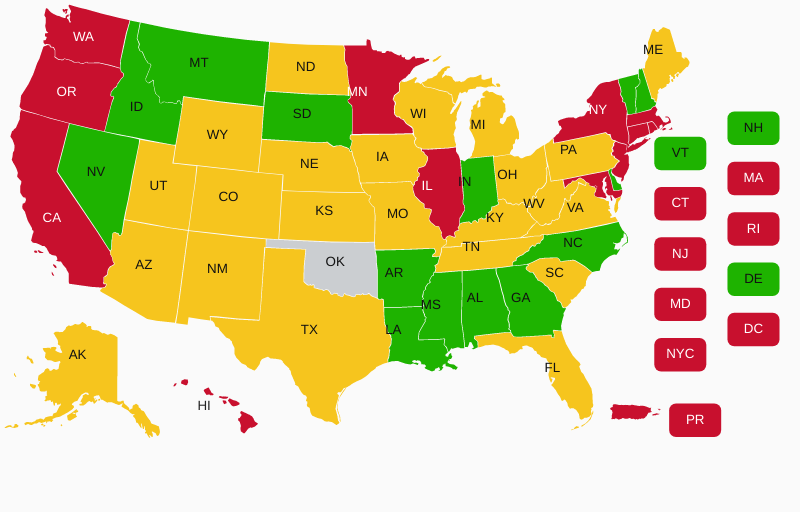 Oklahoma Concealed Carry Gun Laws SDAL Reciprocity Map USCCA Last Updated 05 19 2021 