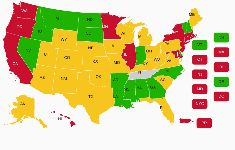 Tennessee Concealed Carry Gun Laws CCW & Reciprocity Map USCCA 2023
