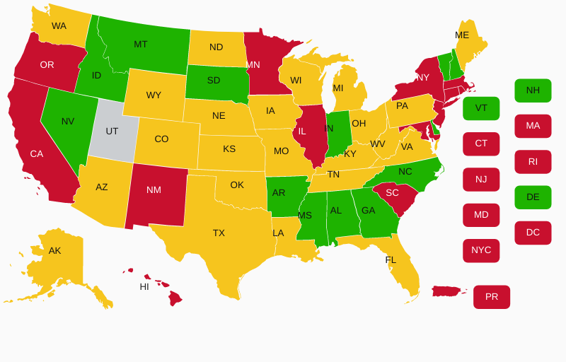 Utah Concealed Carry Gun Laws & Permits USCCA CCW Reciprocity Map(Last