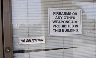 its-just-the-law-an-example Carry License: An example of an illegal sign (wrong size). This sign appears on the Liberty Missouri Driver’s License Bureau, which has responsibility for issuing the License To Carry.