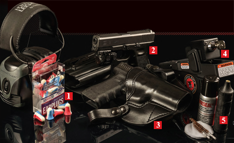 Gear We Love — from Howard Leight Electronic Muffs and MAX Plugs to Jotto Gear Locking Holster to Du-Lite Pistol Cleaning Kit.