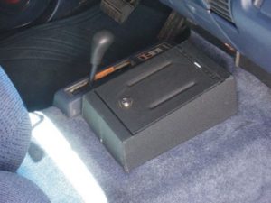 Locked gun safe in a vehicle